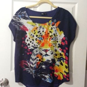 Blue animal print top